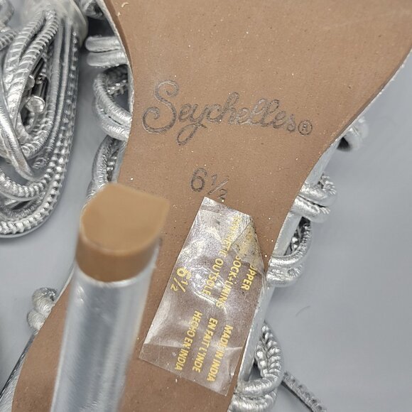 Seychelles Te Amo Silver High Heel Sandals NWOT - Picture 12 of 16